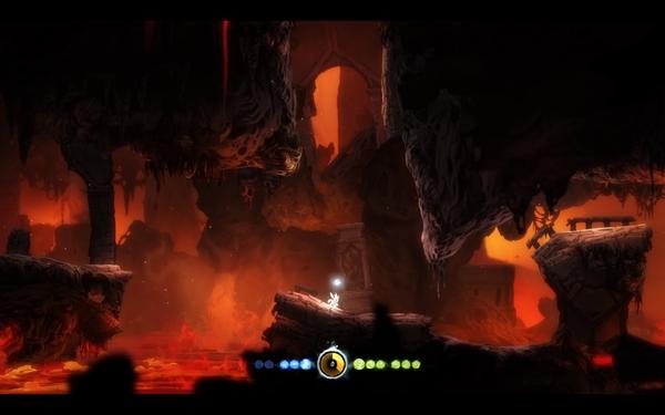 Inside of a bubbling volcano near the end of Ori's storyline.